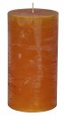Rustik Stumpenkerze, 130 x 68 mm, orange, durchgefärbt, strukturierte Oberfläche